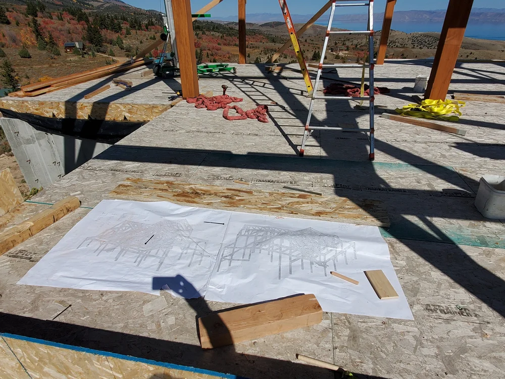 Custom CAD timber design blueprints on site